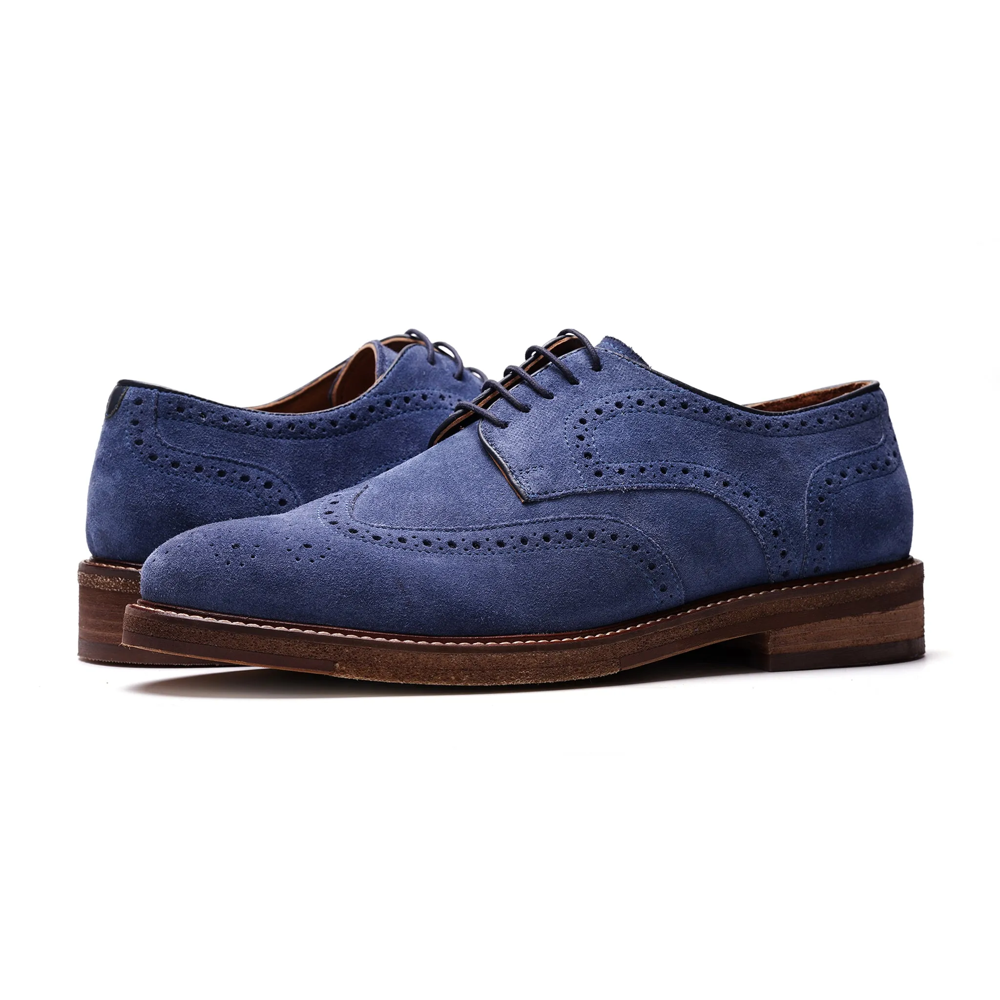 Cambridge Wingtip Lace-up // Jean Blue Suede