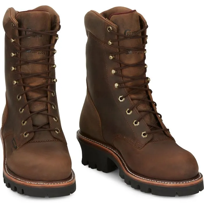 Chippewa Men's 9" Steel Toe Waterproof Ins Logger Work Boot - Brown - 59405