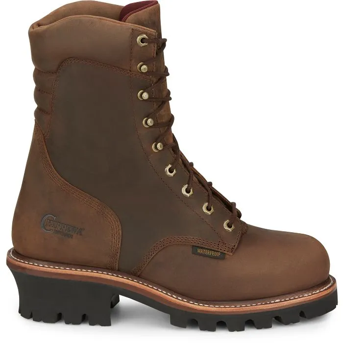 Chippewa Men's 9" Steel Toe Waterproof Ins Logger Work Boot - Brown - 59405