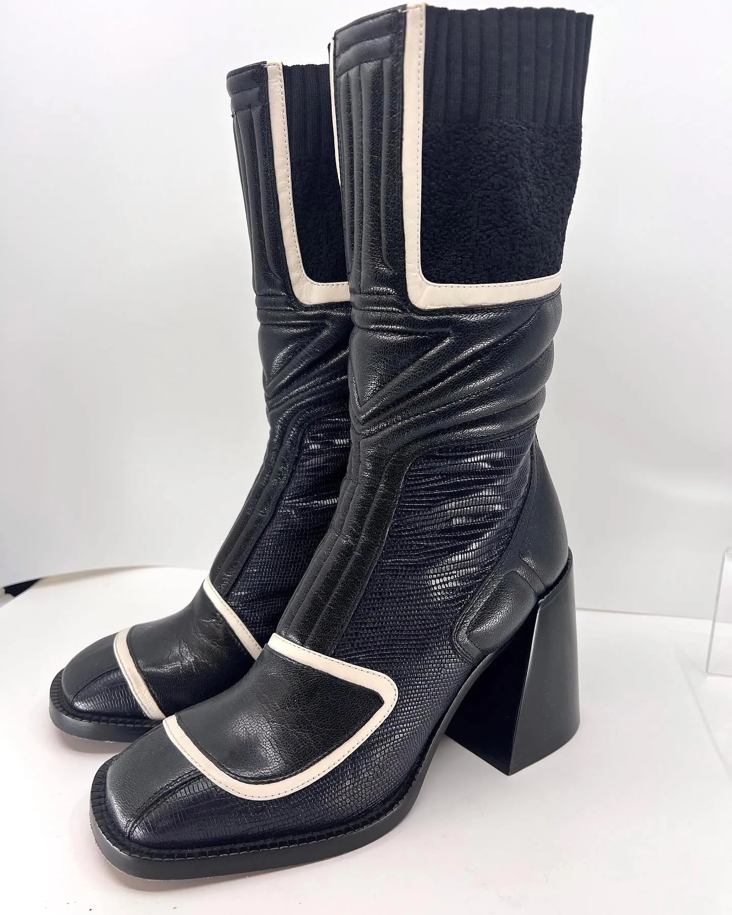 CHLOÉ BELL TEJUS-PRINT LEATHER BOOTS