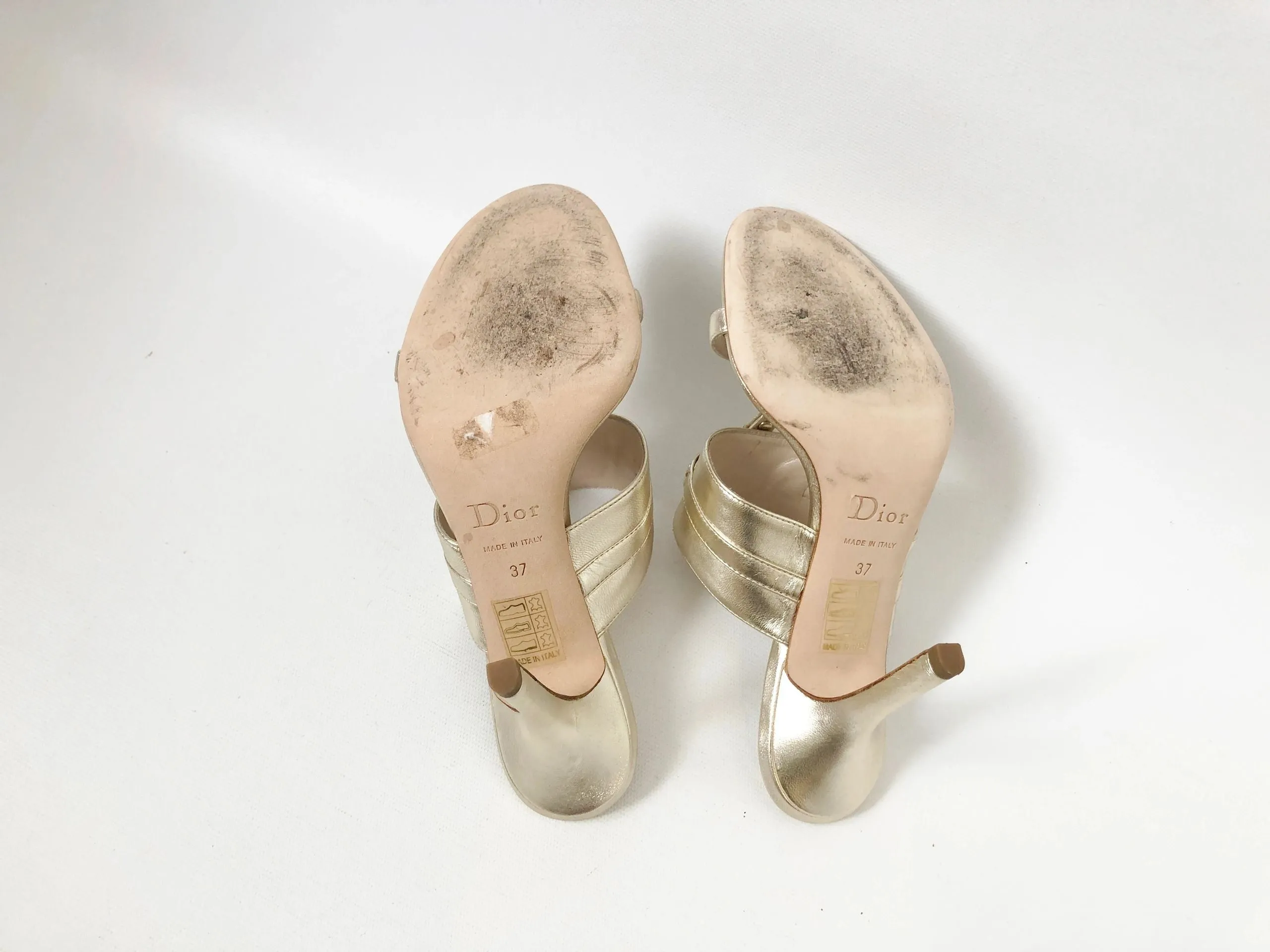 Christian Dior Gold Mule Size 37 It (7 Us)