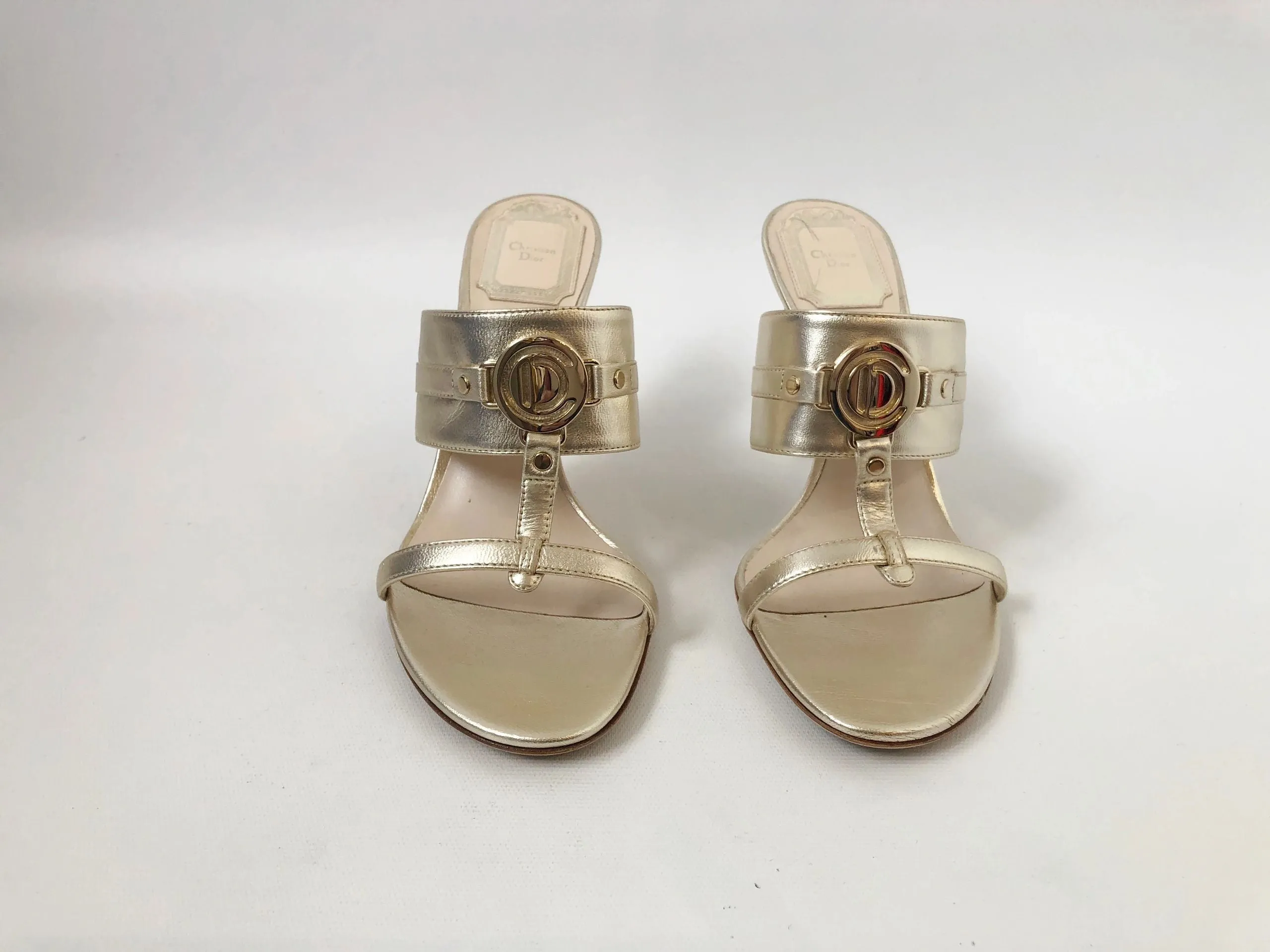 Christian Dior Gold Mule Size 37 It (7 Us)