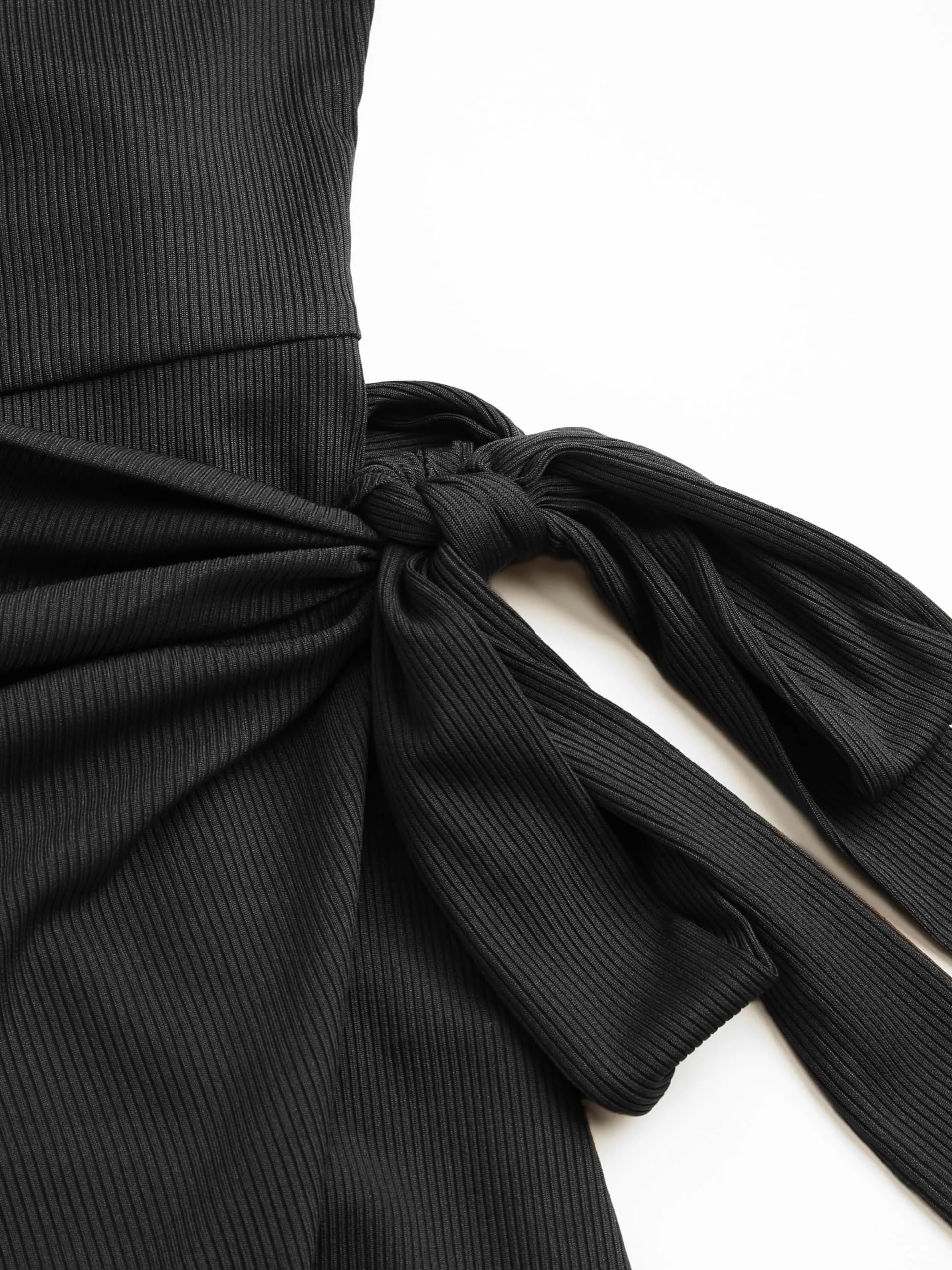CIDER Women's Sleeveless Summer Dress Casual Wrap Bodycon Ruched Dress Tie Waist Beach Mini Dresses: Black, XL