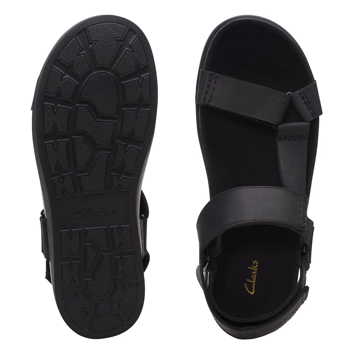 Clarks Sunder Range - Sandals - Black Leather - 261718867 - G Width (Standard Fit)