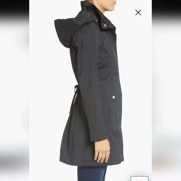 Cole Haan back bow pqckablr black rain jacket XXS raincoat