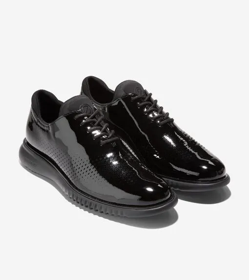 Cole Haan Men's 2.Zerogrand Laser Wingtip Oxford Black Patent/Black C37085