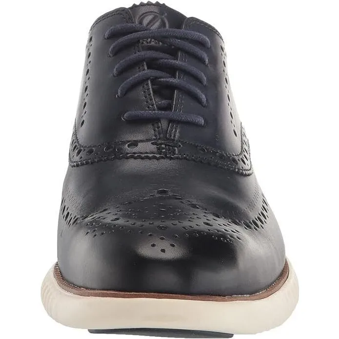 Cole Haan Mens 2.Zerogrand Laser Wingtip Oxford Navy Leather Ivory C31536