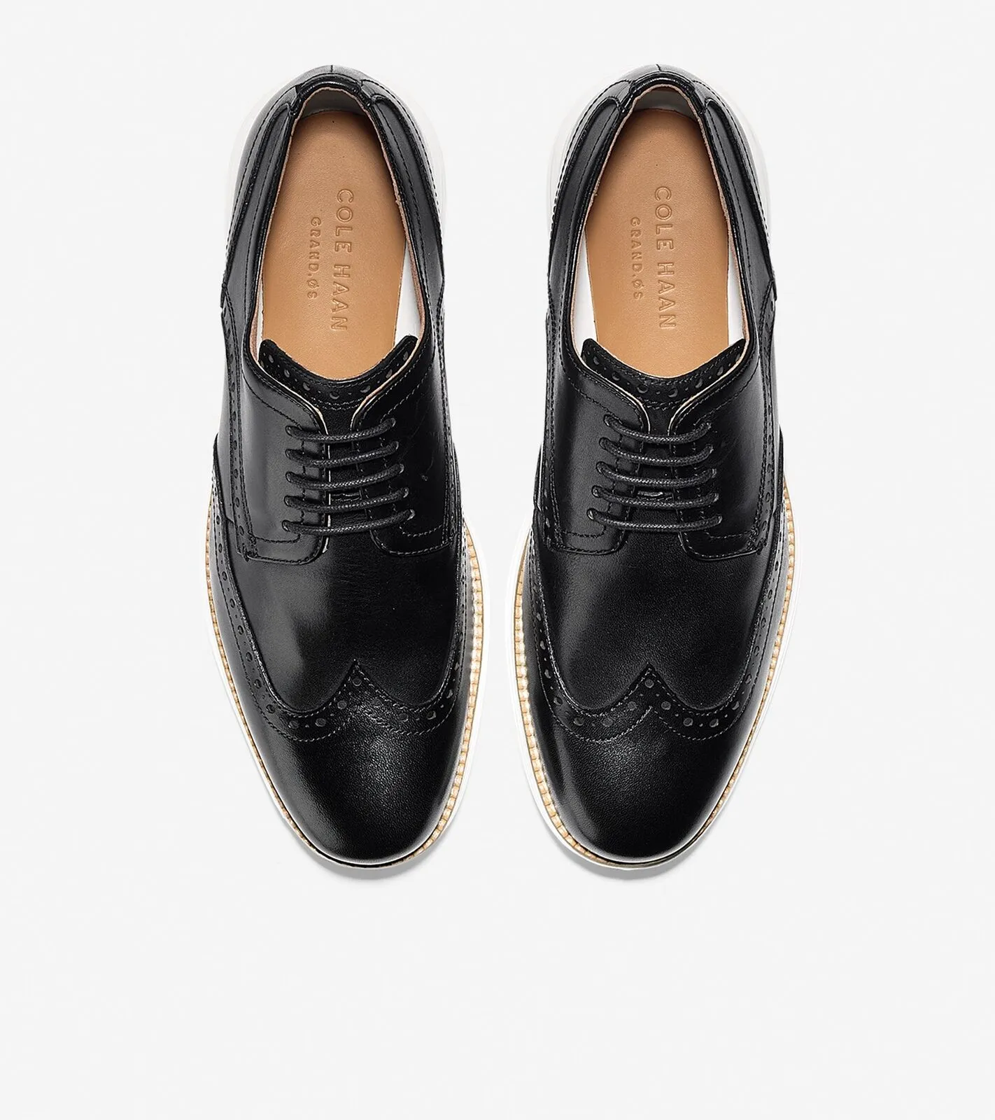Cole Haan Men's Original Grand Wingtip Oxford Black Leather/White C26469