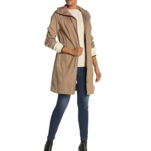 Cole Haan Packable Raincoat jacket Champagne tan taupe size small