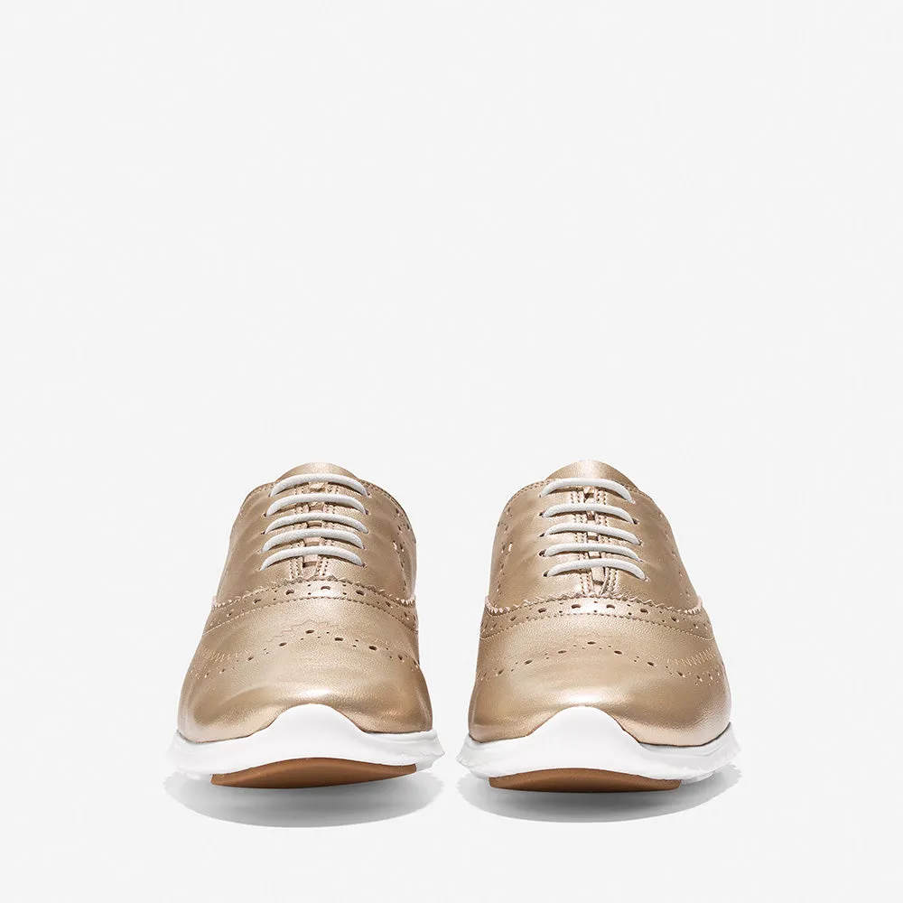 Cole Haan ZERØGRAND Wingtip Oxford Closed Hole Gold Metallic