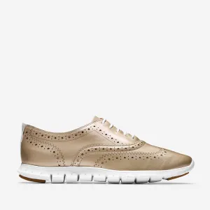 Cole Haan ZERØGRAND Wingtip Oxford Closed Hole Gold Metallic