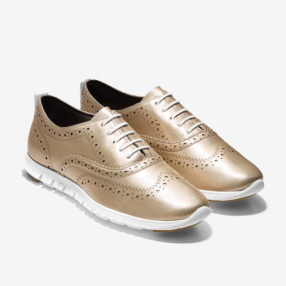 Cole Haan ZERØGRAND Wingtip Oxford Closed Hole Gold Metallic