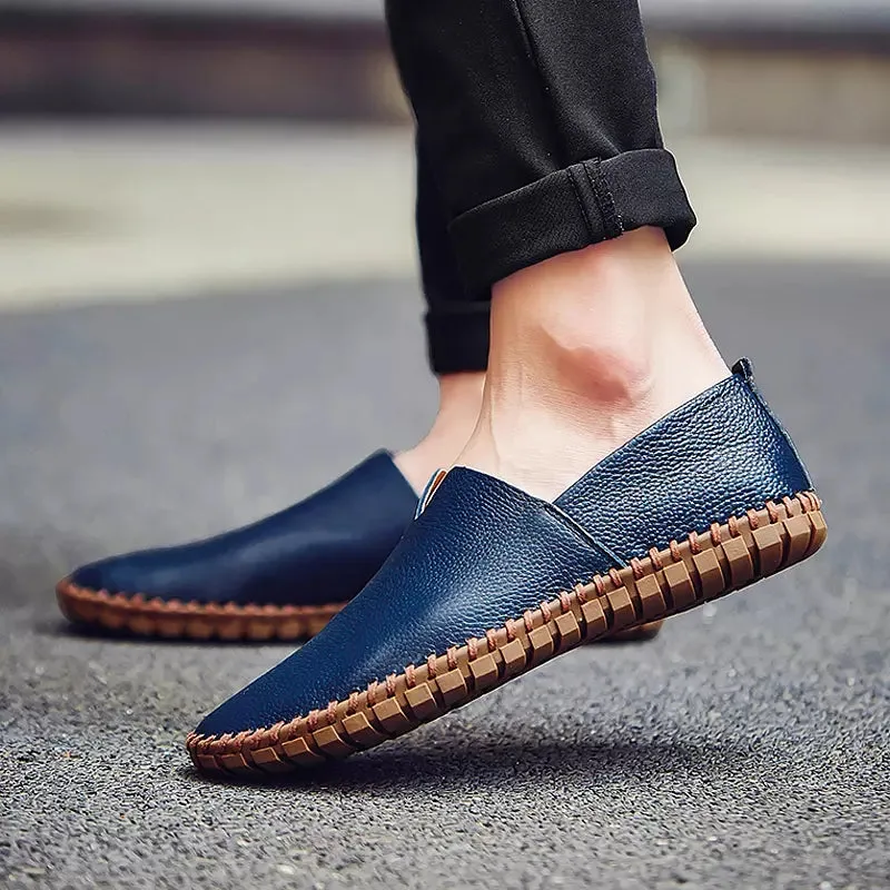 Cowhide Soft Lightweight Loafers Men Casual Shoes