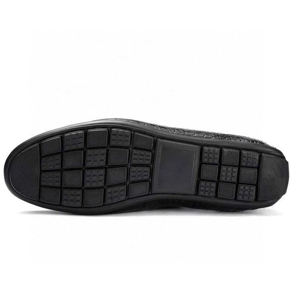 Crocodile Shoes Crocodile Leather Slip On Loafer Shoes Black