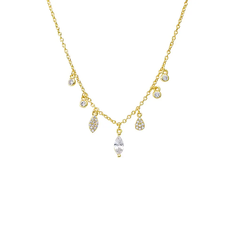 CZ Shaker Multi Charm Necklace