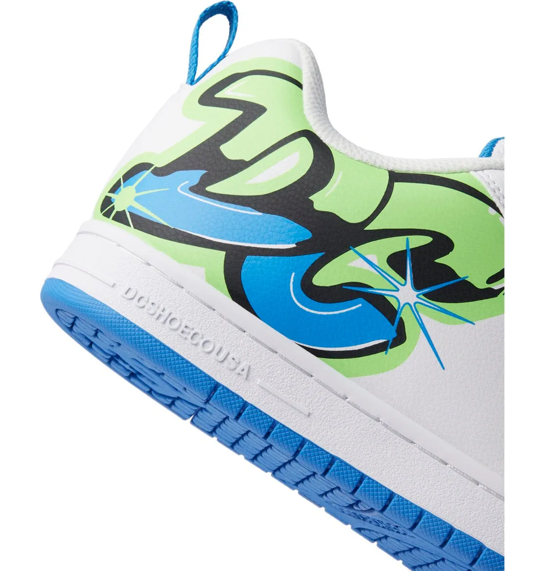 DC SHOES COURT GRAFFIK WHITE LIME TURQUOISE TRAINERS