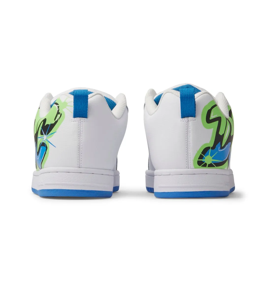 DC SHOES COURT GRAFFIK WHITE LIME TURQUOISE TRAINERS