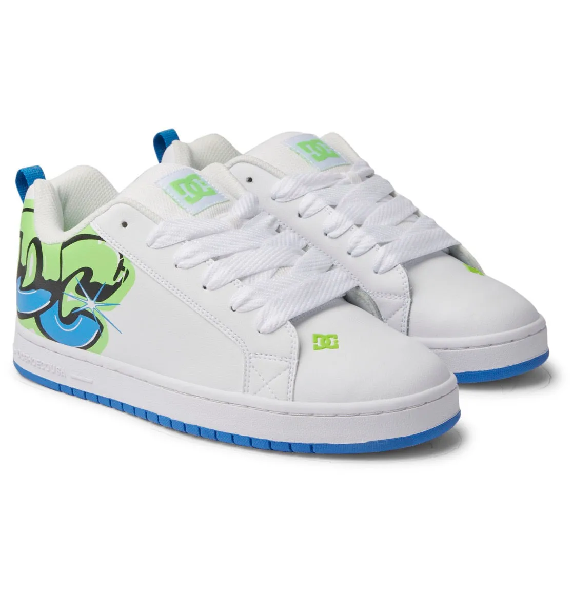 DC SHOES COURT GRAFFIK WHITE LIME TURQUOISE TRAINERS