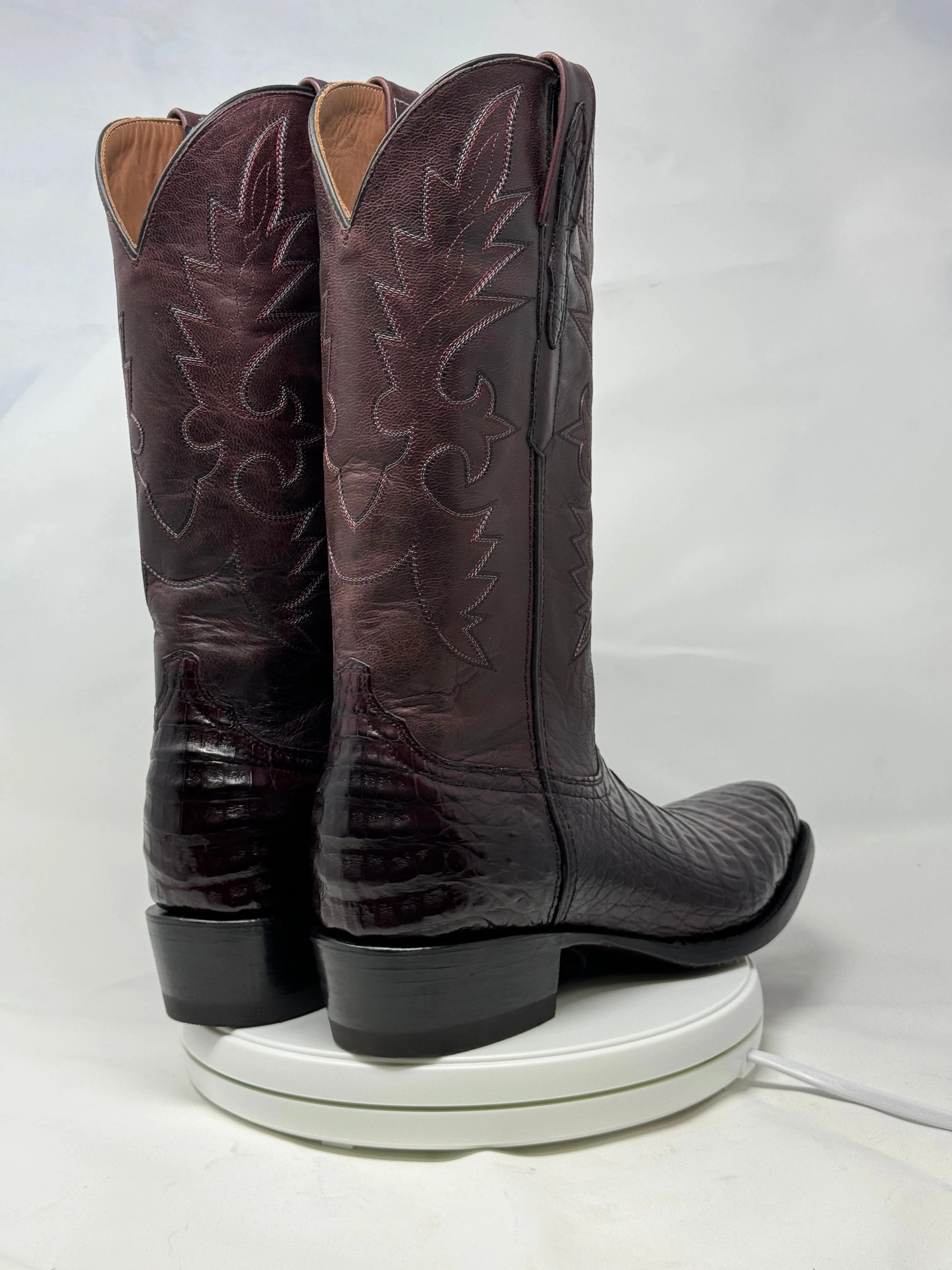 DJ2011 | Don Juan Boots Men's Caiman Belly Black Cherry Diamond Toe