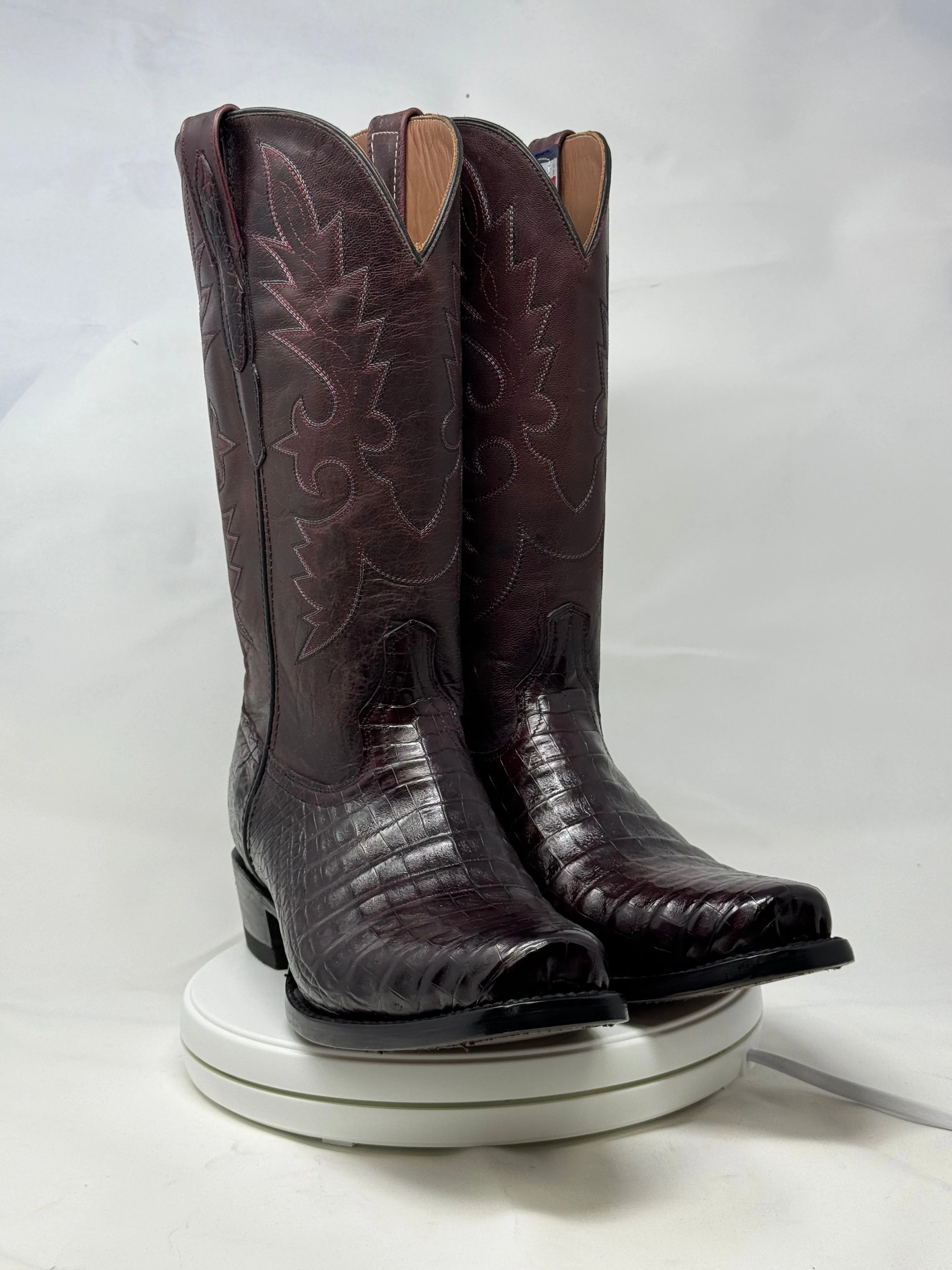DJ2011 | Don Juan Boots Men's Caiman Belly Black Cherry Diamond Toe
