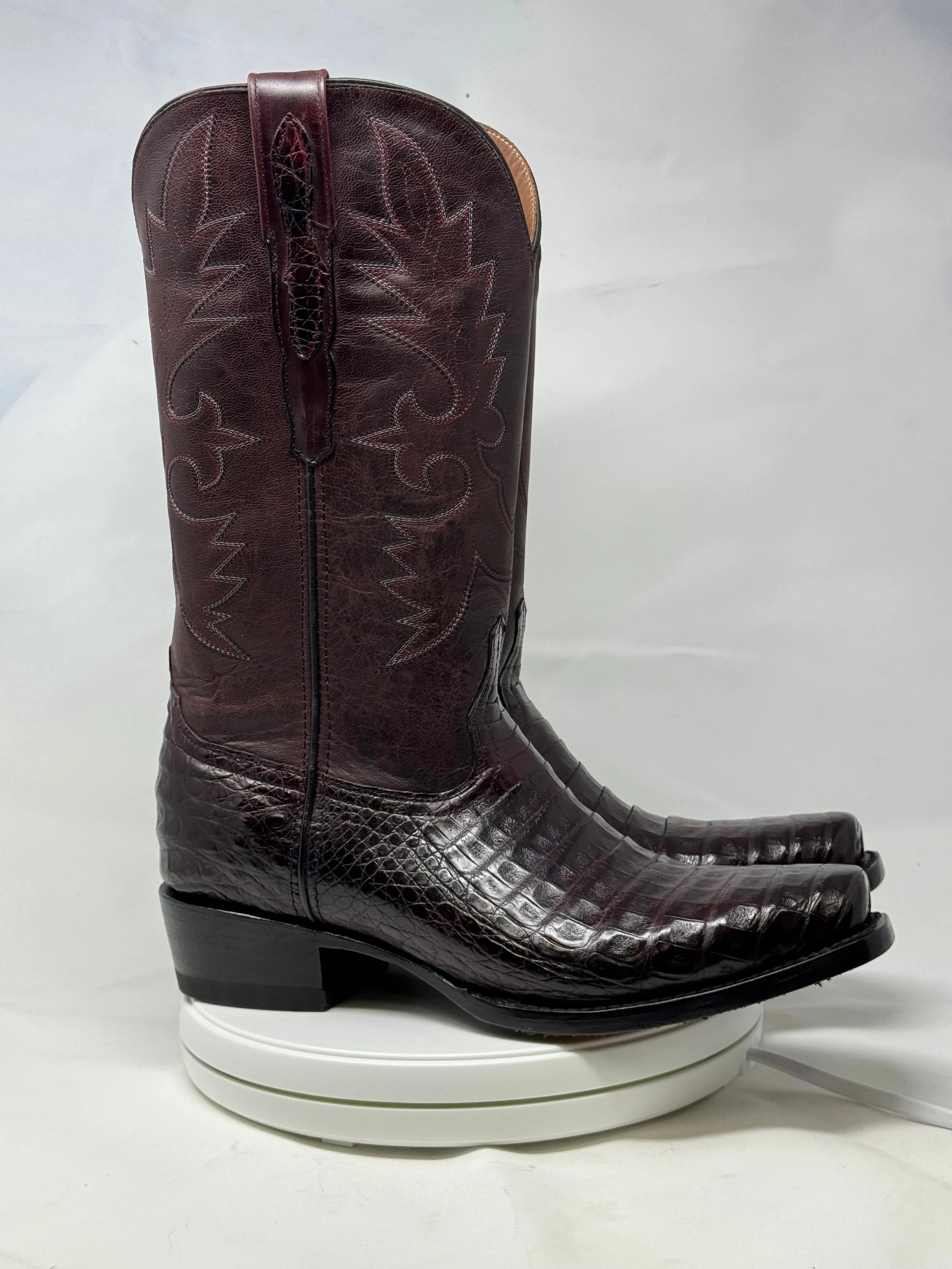 DJ2011 | Don Juan Boots Men's Caiman Belly Black Cherry Diamond Toe