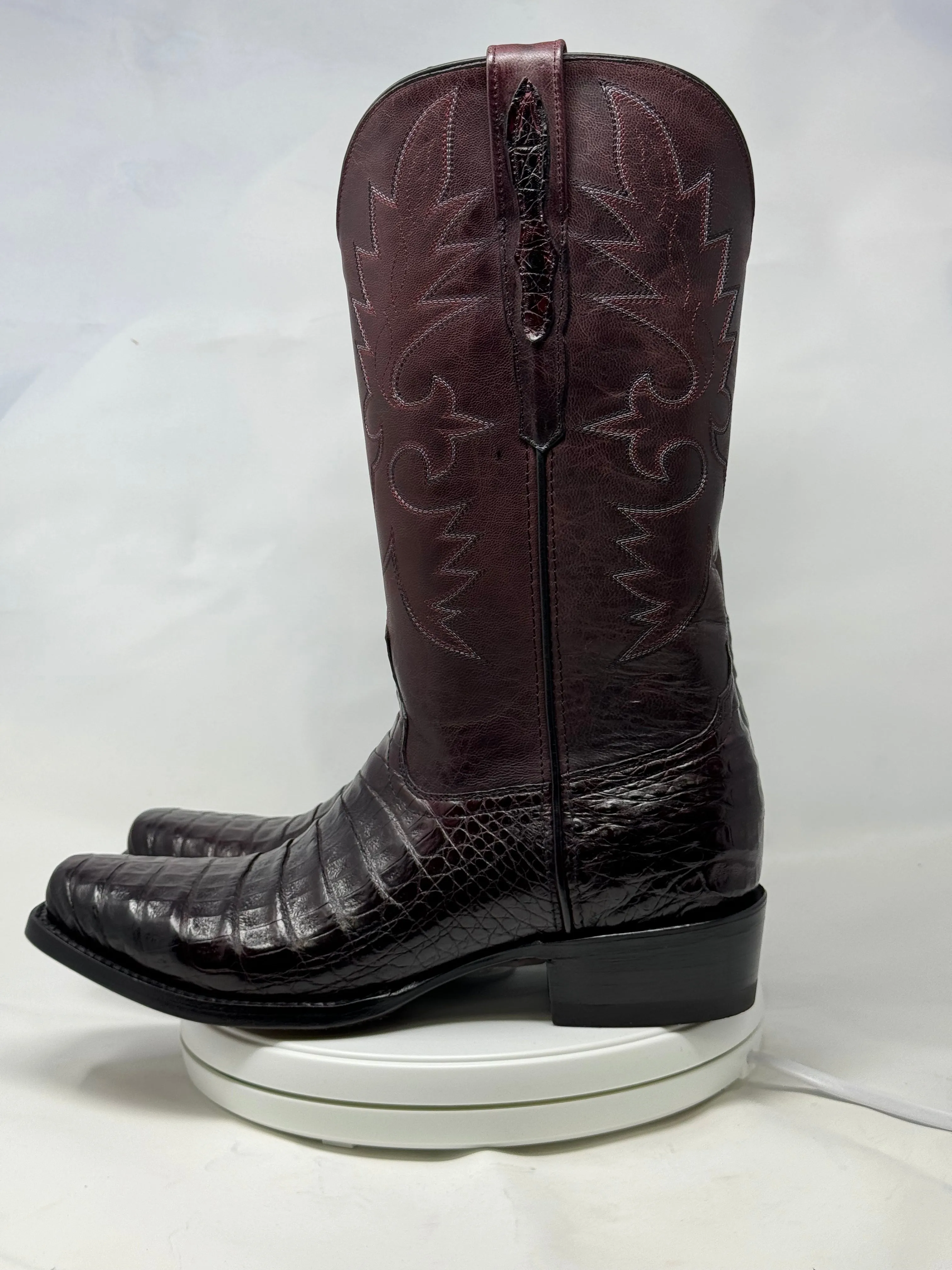 DJ2011 | Don Juan Boots Men's Caiman Belly Black Cherry Diamond Toe