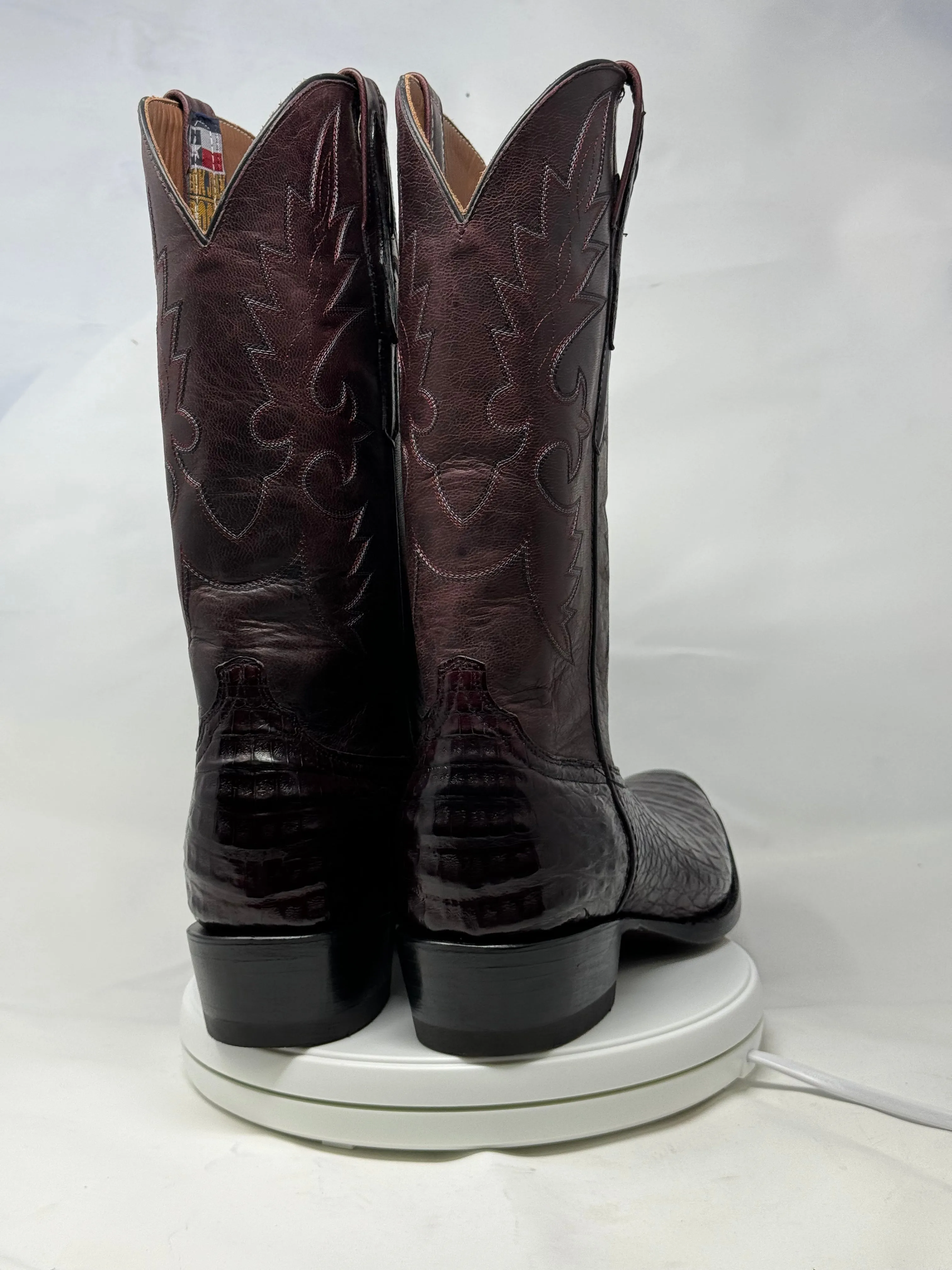 DJ2011 | Don Juan Boots Men's Caiman Belly Black Cherry Diamond Toe