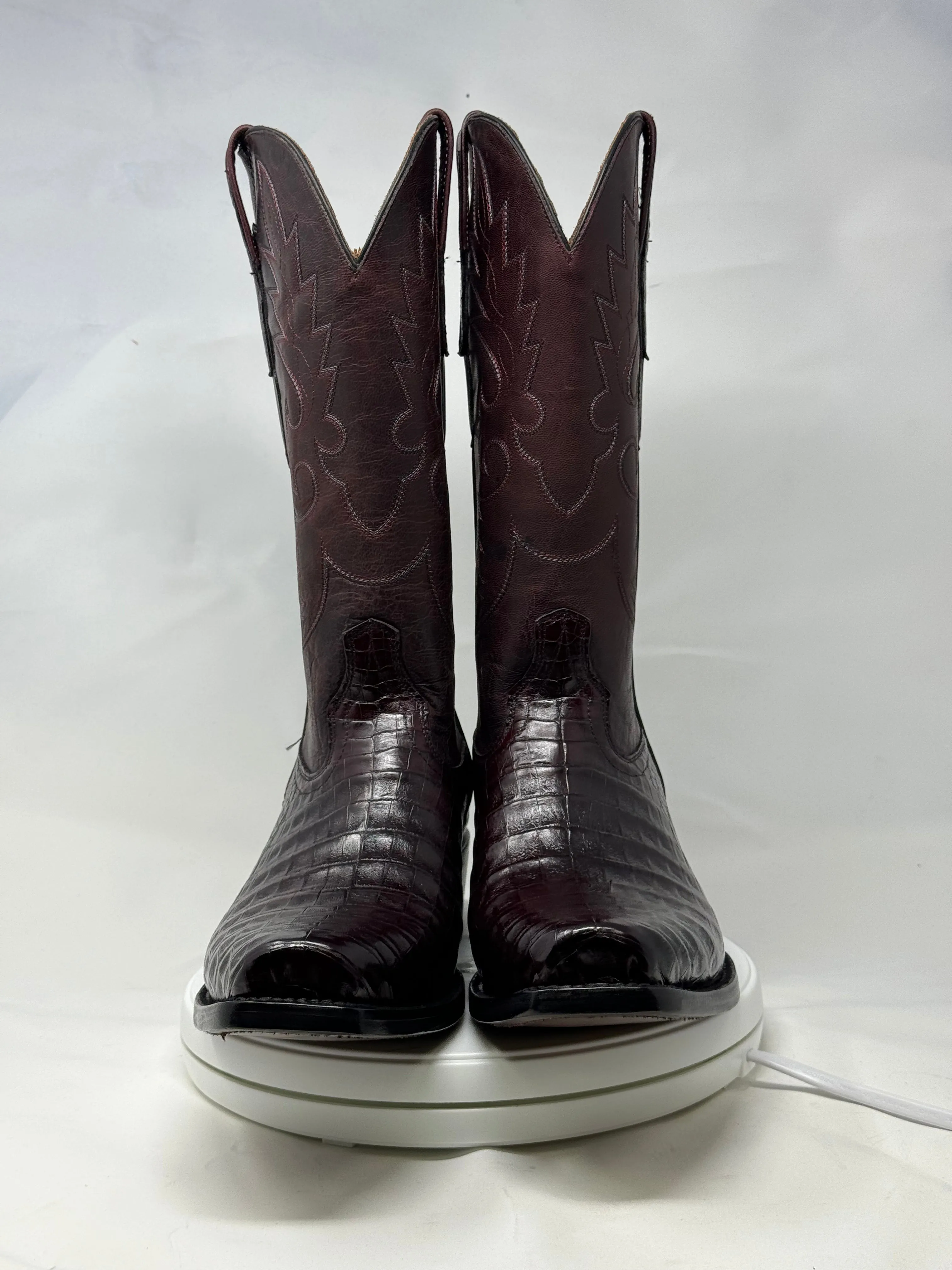 DJ2011 | Don Juan Boots Men's Caiman Belly Black Cherry Diamond Toe
