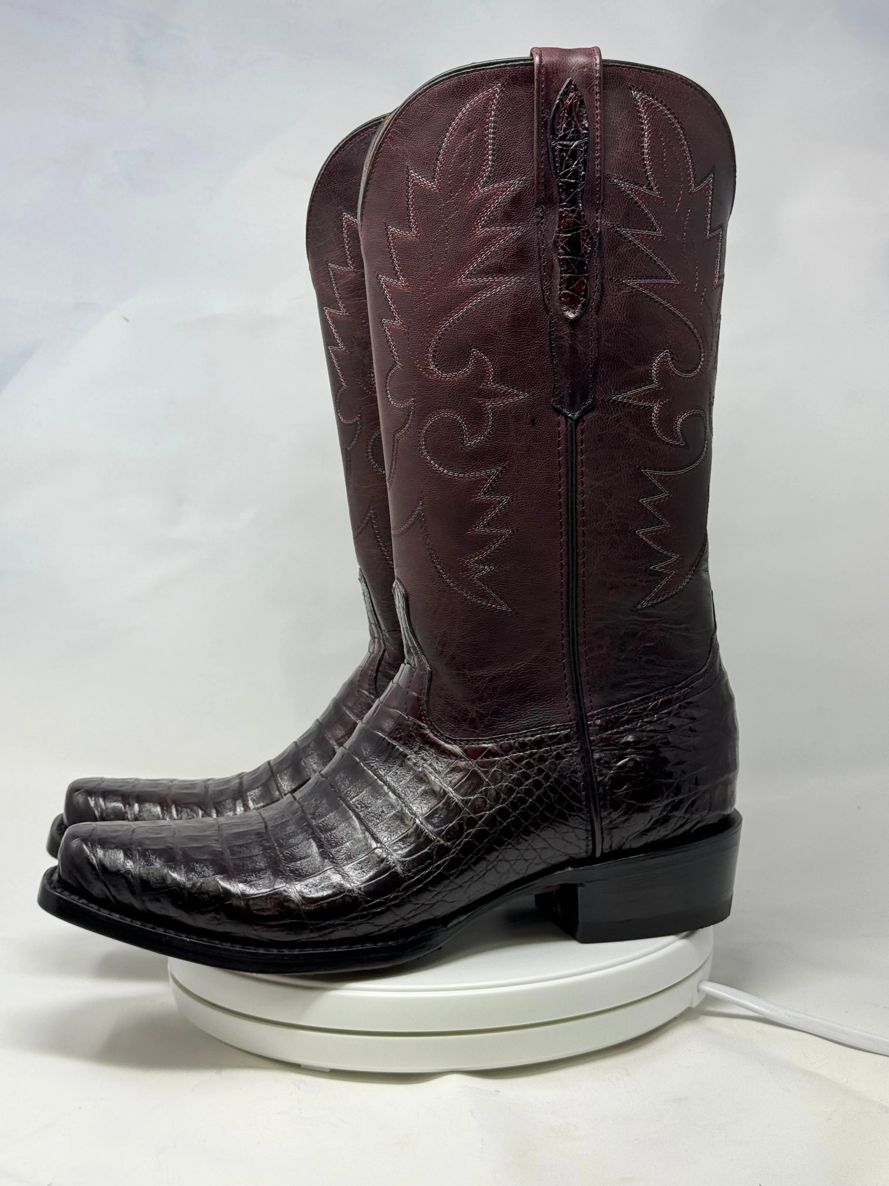 DJ2011 | Don Juan Boots Men's Caiman Belly Black Cherry Diamond Toe
