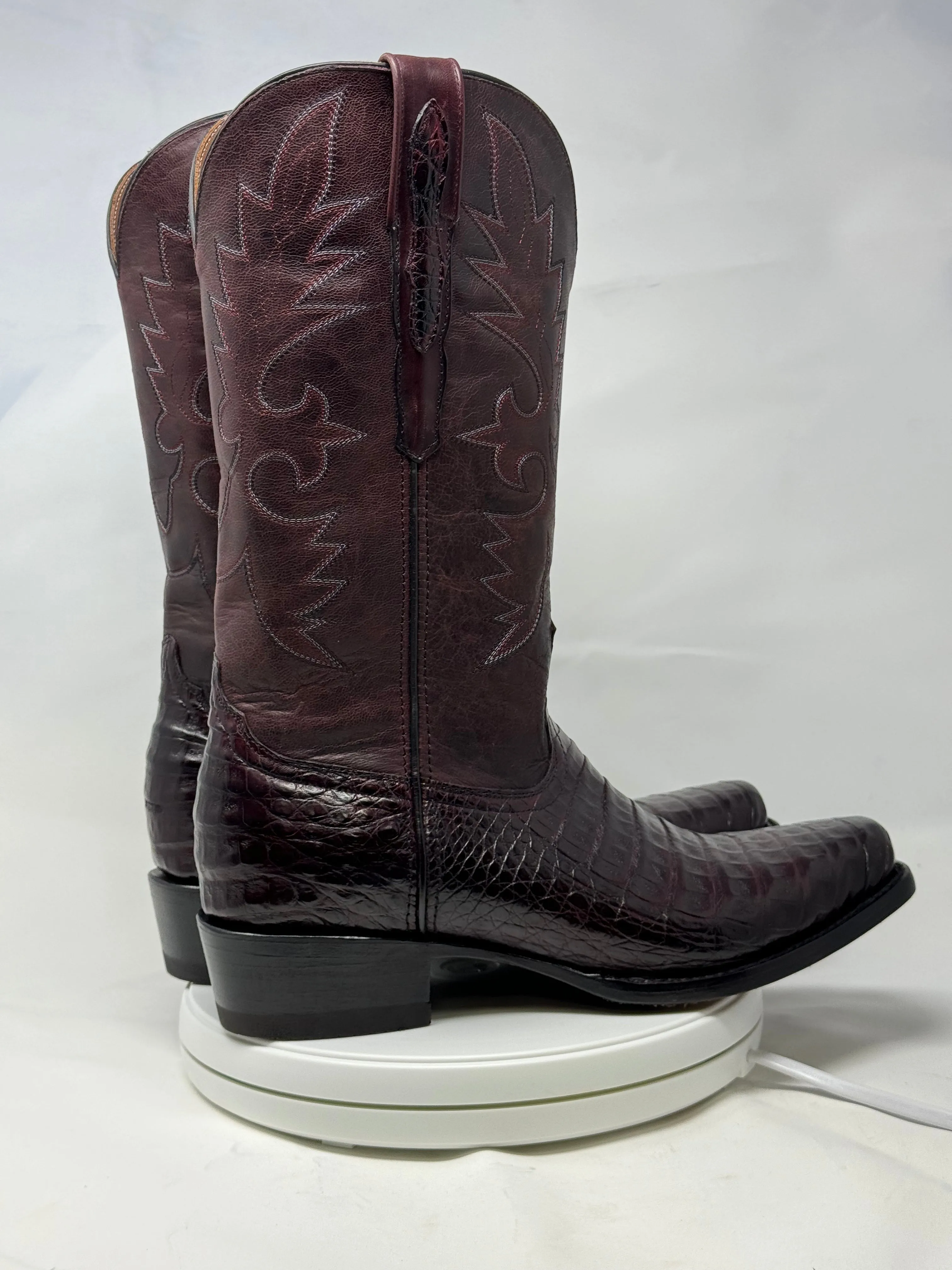 DJ2011 | Don Juan Boots Men's Caiman Belly Black Cherry Diamond Toe