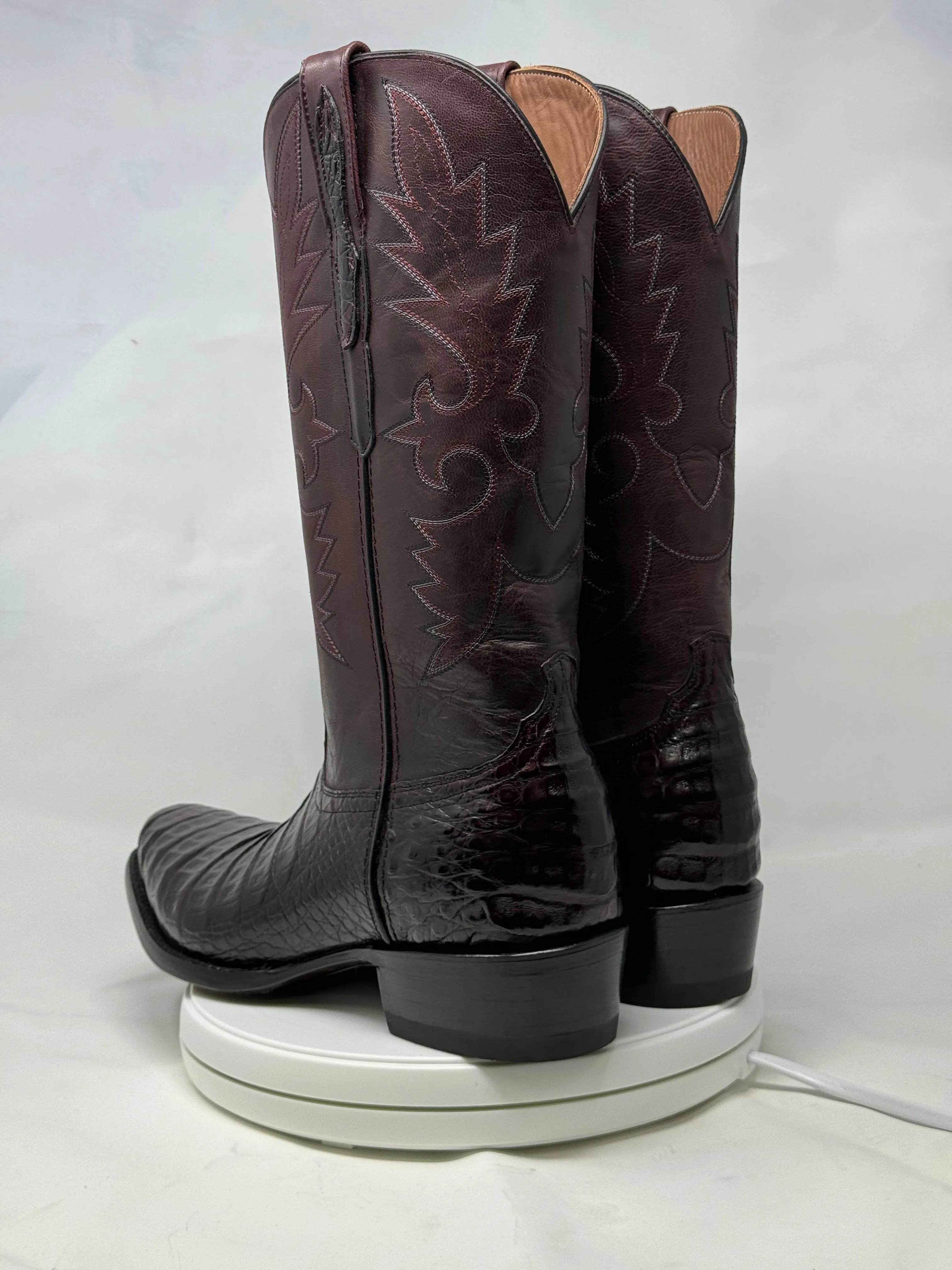 DJ2011 | Don Juan Boots Men's Caiman Belly Black Cherry Diamond Toe