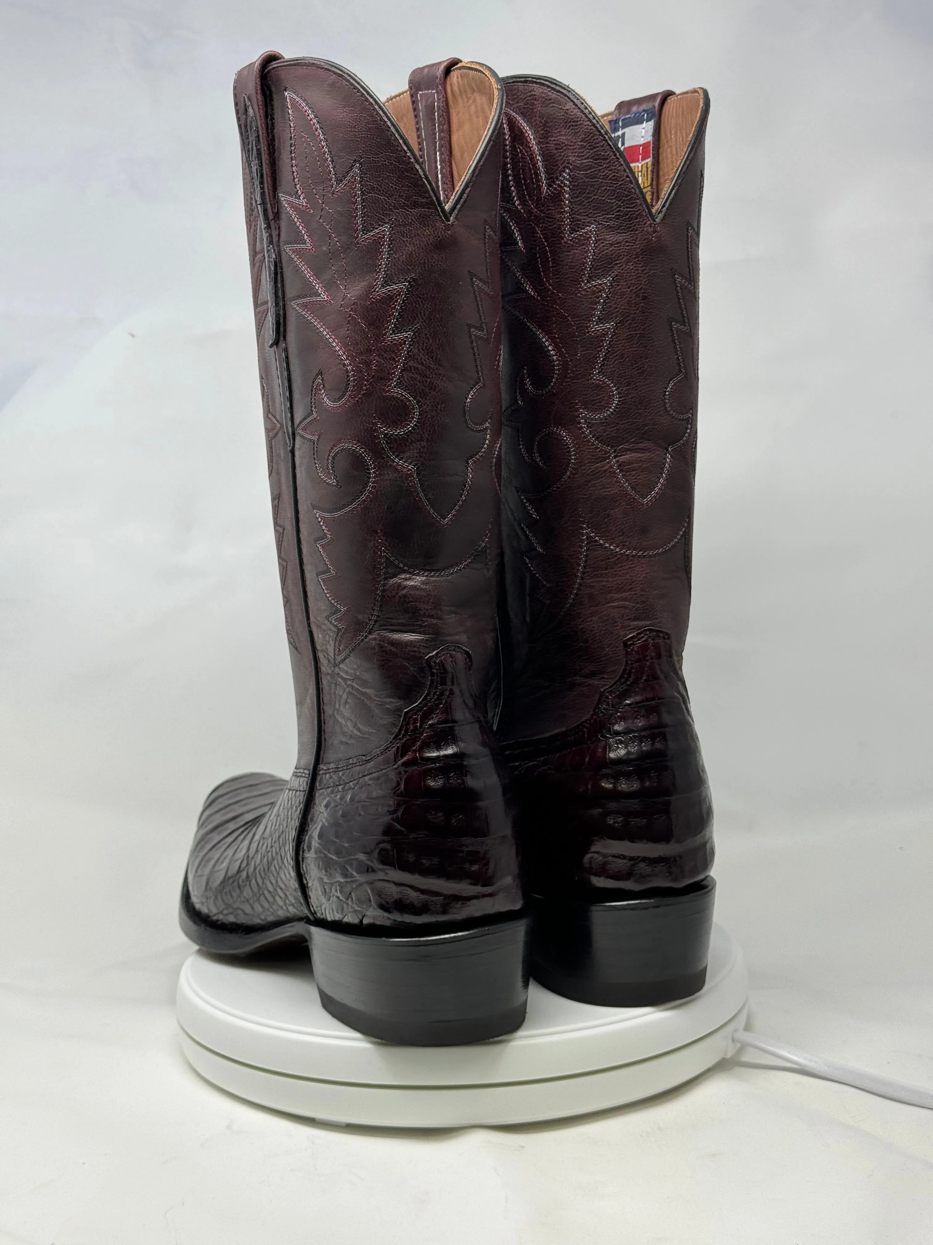 DJ2011 | Don Juan Boots Men's Caiman Belly Black Cherry Diamond Toe