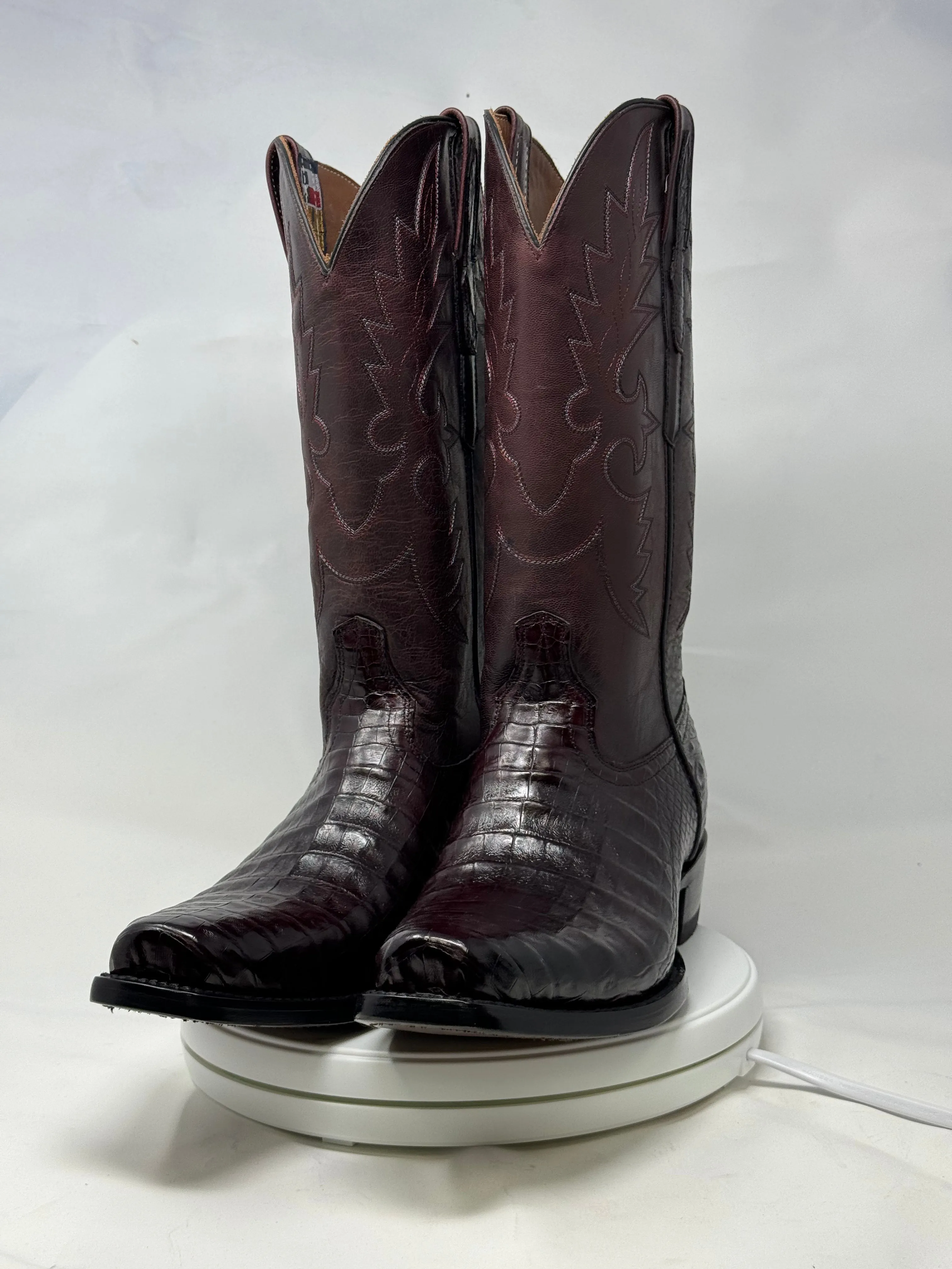 DJ2011 | Don Juan Boots Men's Caiman Belly Black Cherry Diamond Toe