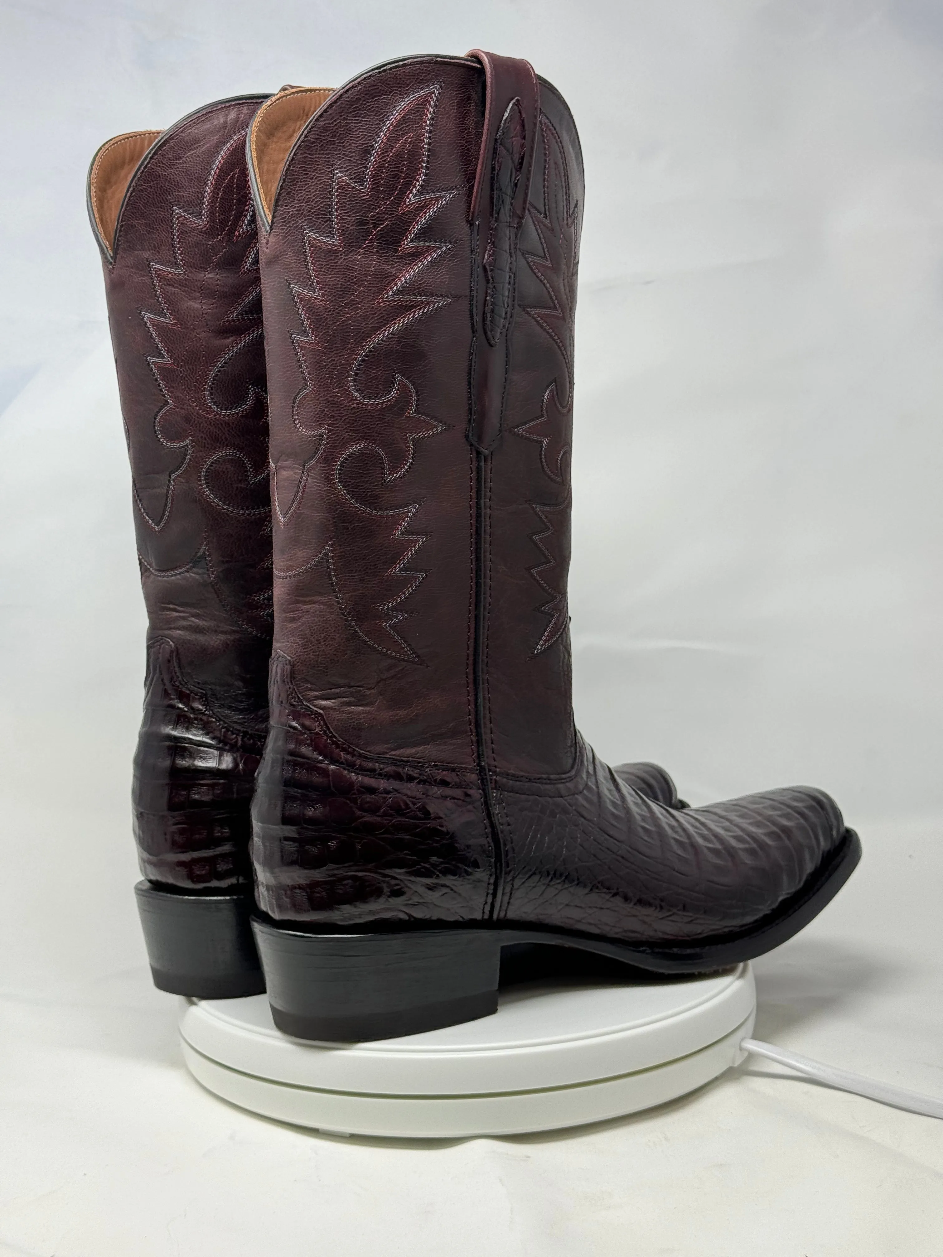 DJ2011 | Don Juan Boots Men's Caiman Belly Black Cherry Diamond Toe
