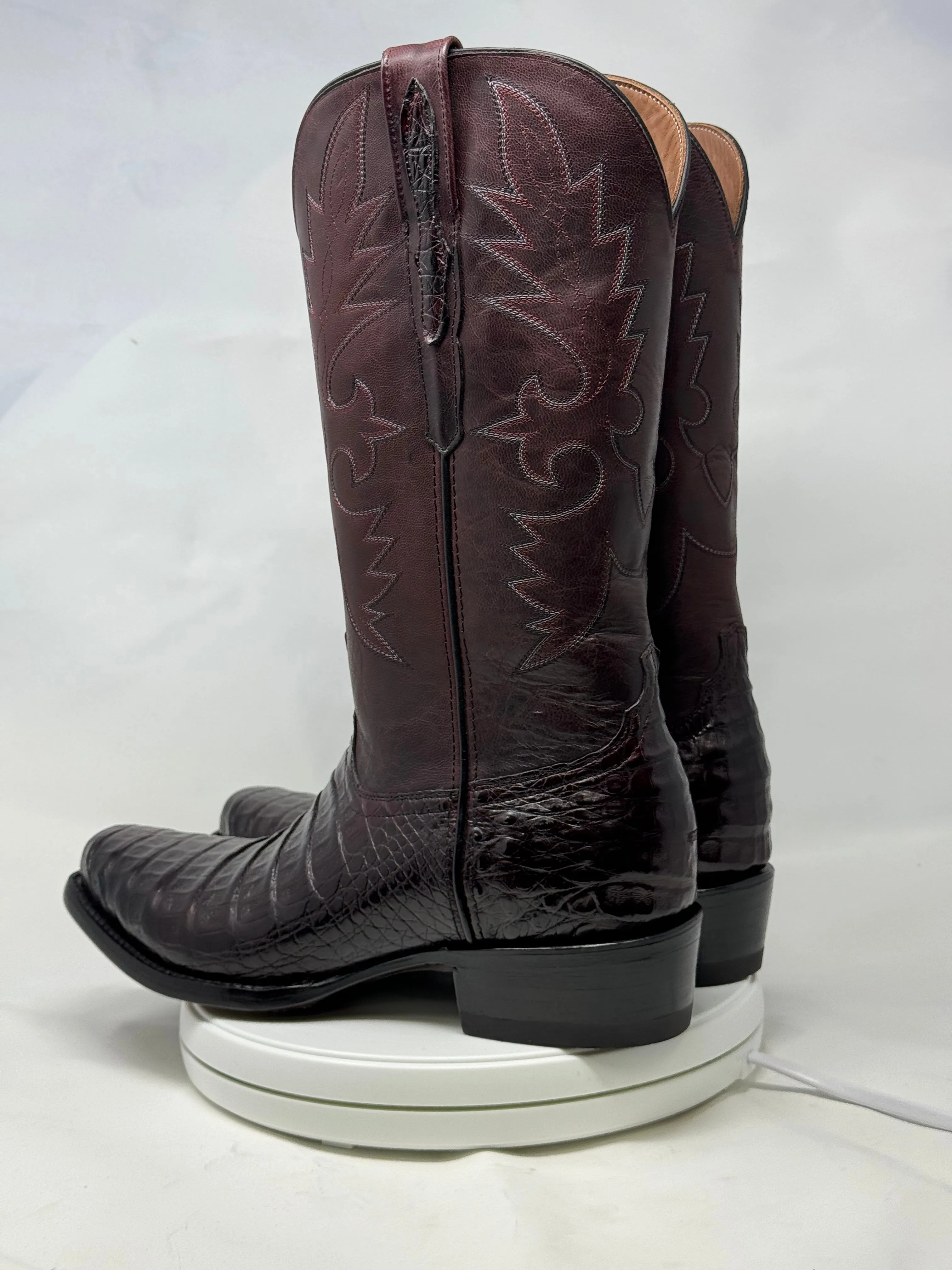 DJ2011 | Don Juan Boots Men's Caiman Belly Black Cherry Diamond Toe
