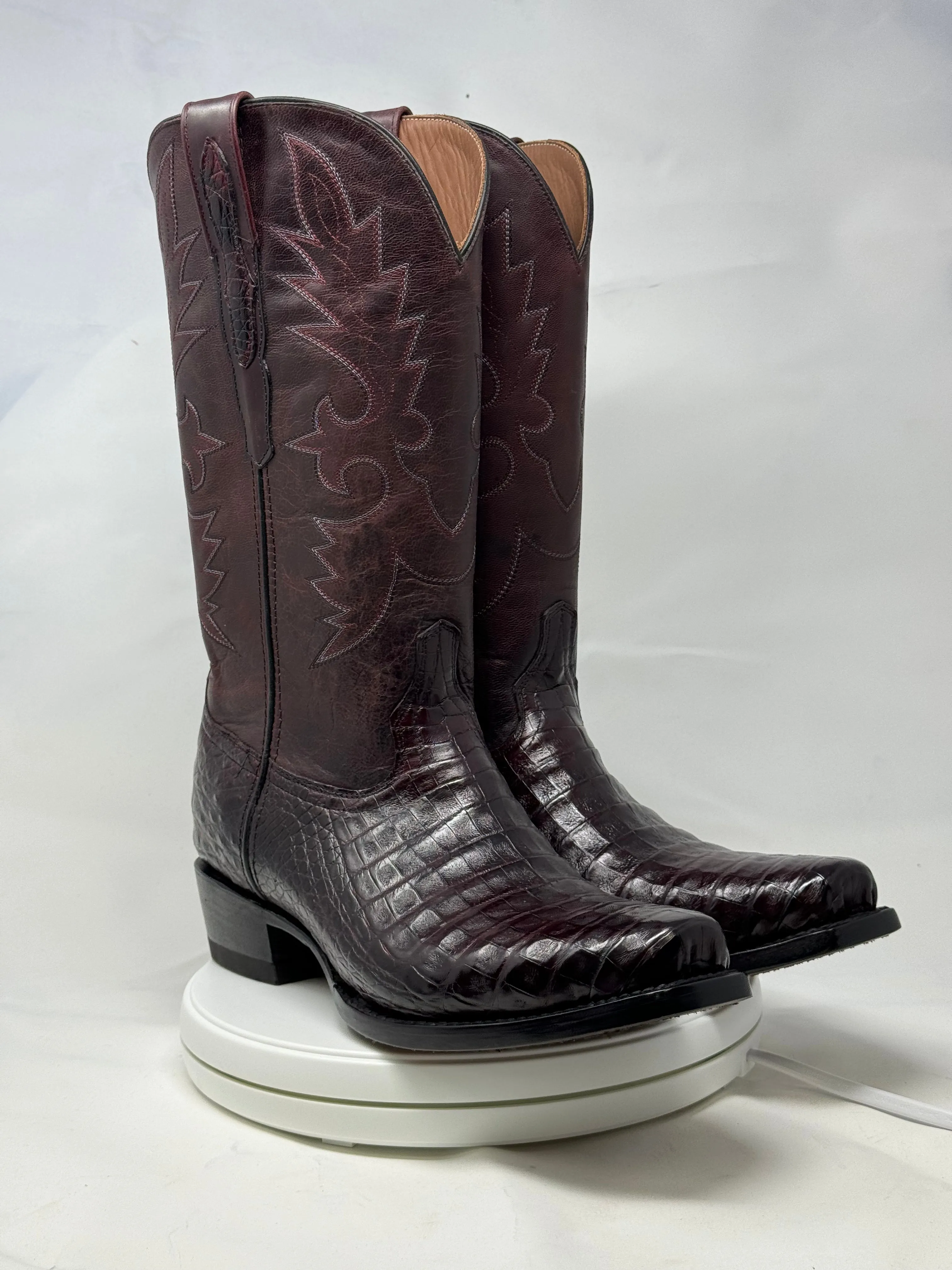 DJ2011 | Don Juan Boots Men's Caiman Belly Black Cherry Diamond Toe