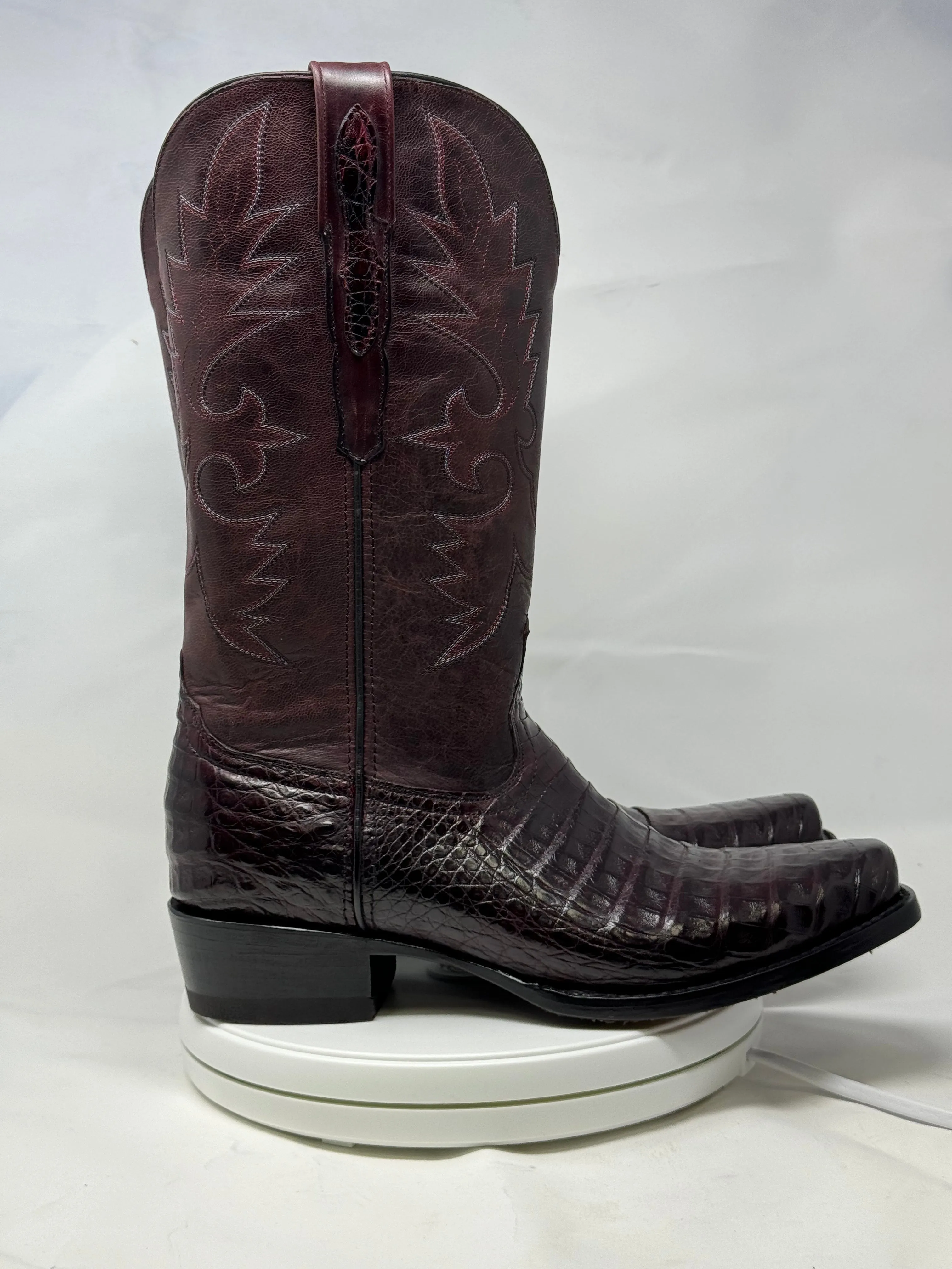 DJ2011 | Don Juan Boots Men's Caiman Belly Black Cherry Diamond Toe
