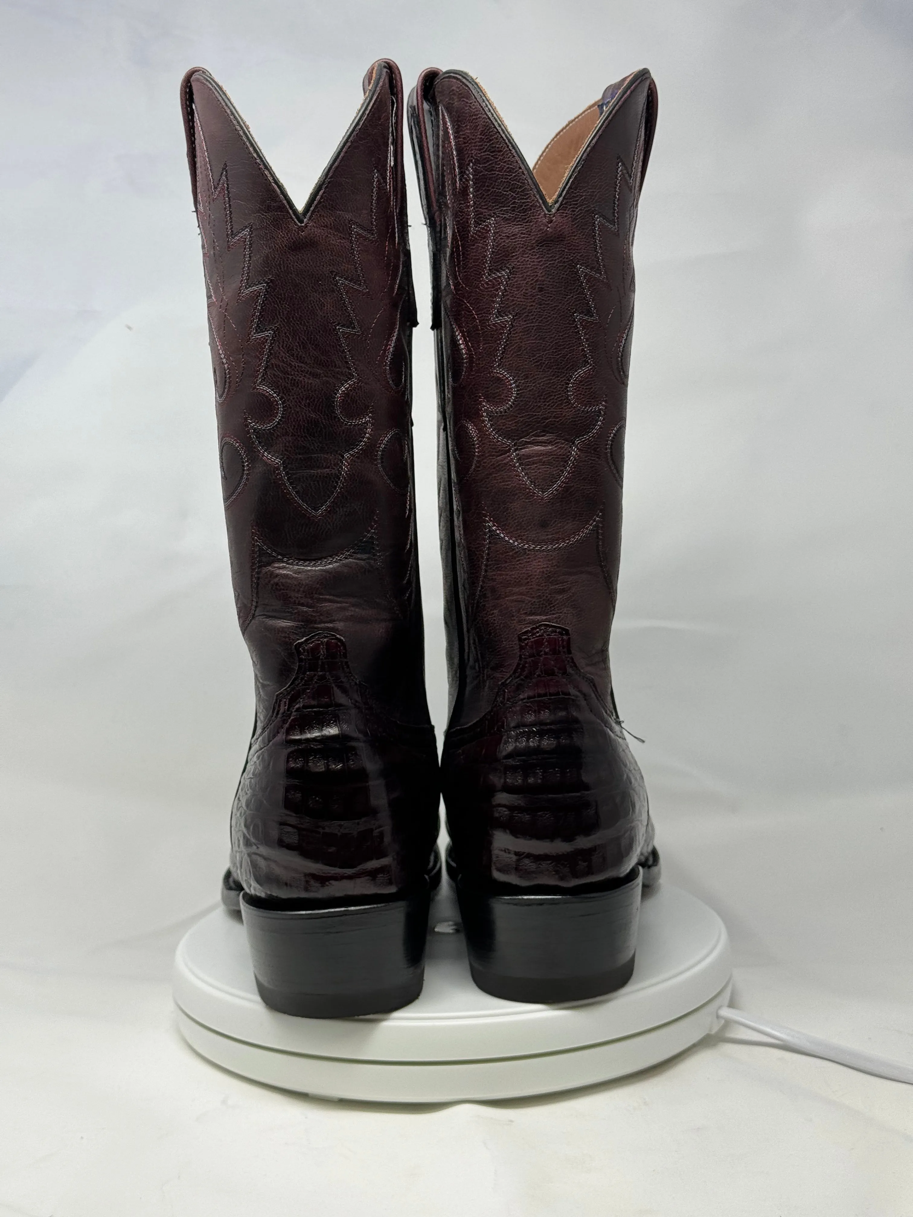 DJ2011 | Don Juan Boots Men's Caiman Belly Black Cherry Diamond Toe
