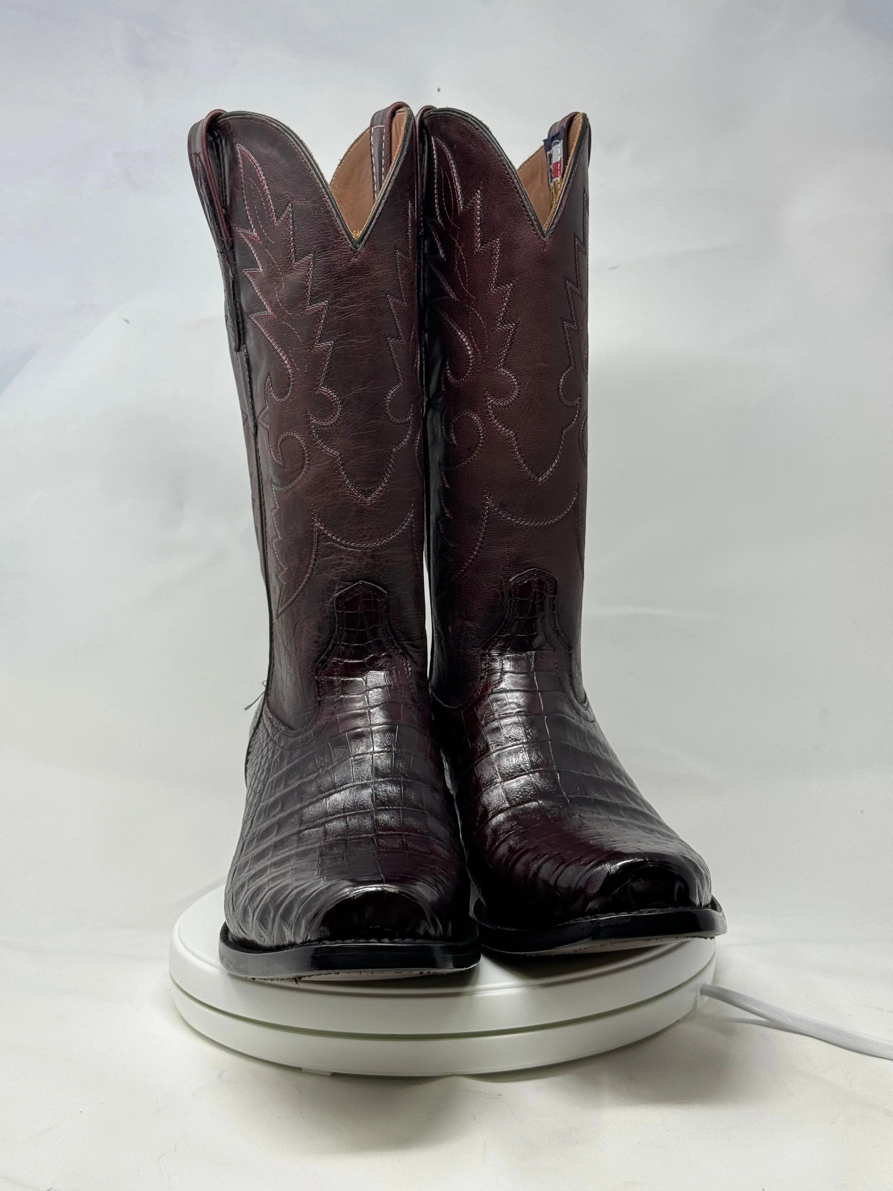 DJ2011 | Don Juan Boots Men's Caiman Belly Black Cherry Diamond Toe