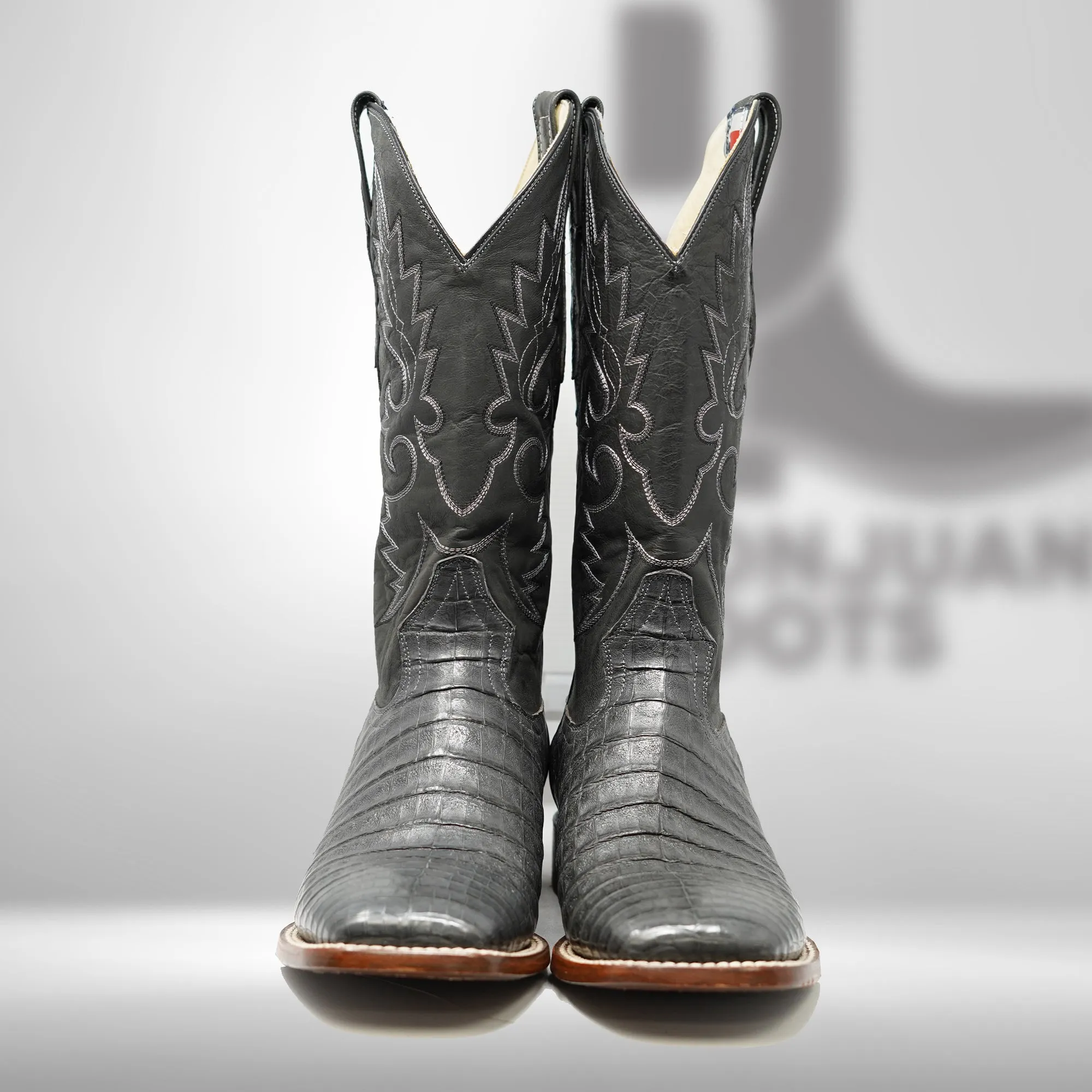 DJ2041 | Don Juan Boots Men's Caiman Belly Dark Grey H Toe