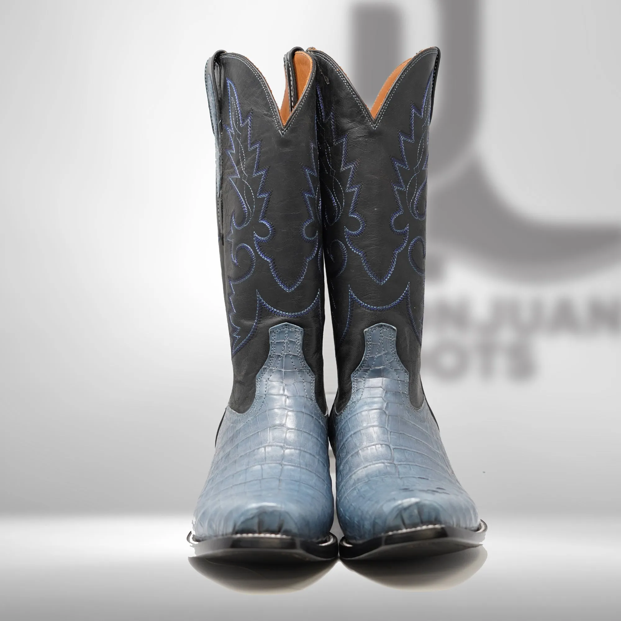 DJ2062 | Don Juan Boots Men's Caiman Belly Blue Jean Diamond Toe