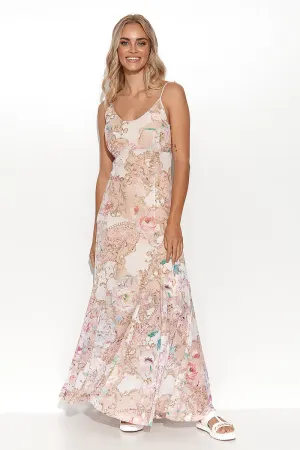 Draped Cut-Off Maxi Dress
