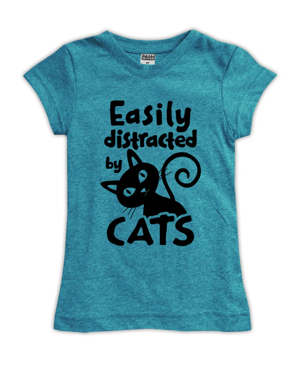 'Easily Distracted by Cats' Fitted Tee