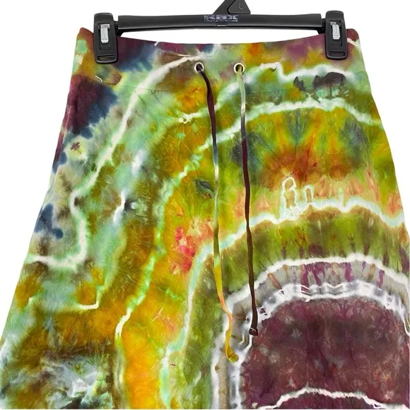 Eileen Fisher Linen Skirt Womens XS PP Organic Handmade Geode Tie Dye Green