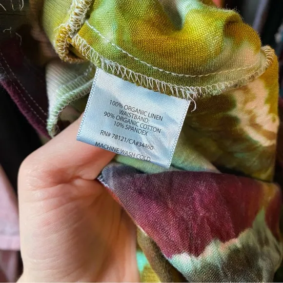 Eileen Fisher Linen Skirt Womens XS PP Organic Handmade Geode Tie Dye Green