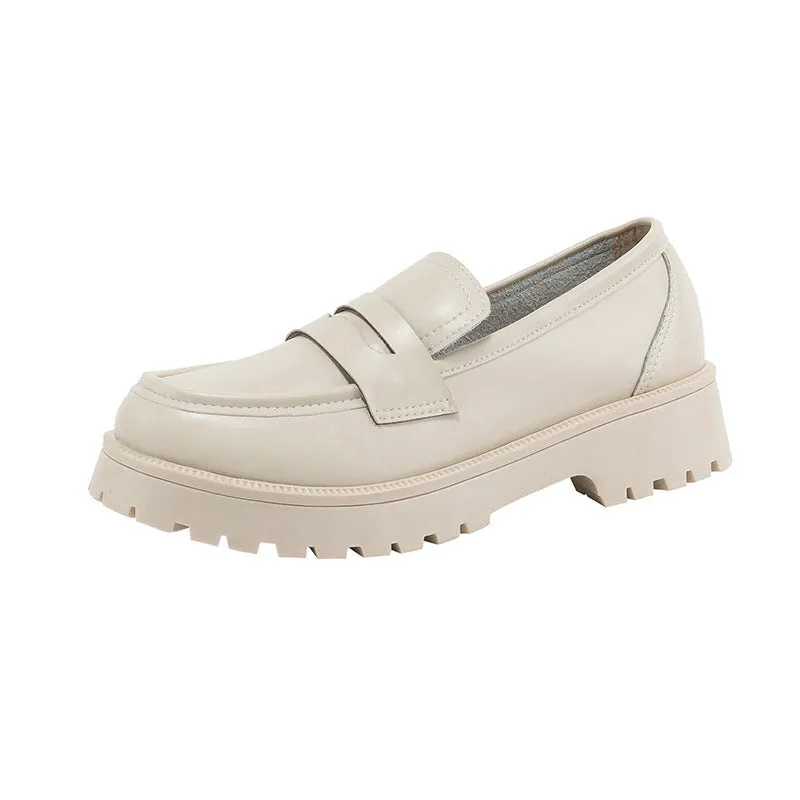 Fashion Female British Style Genuine Leather Platform Spring Shoes