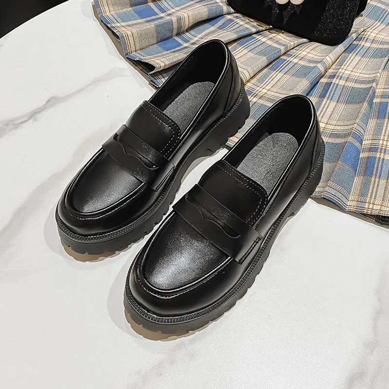 Fashion Female British Style Genuine Leather Platform Spring Shoes