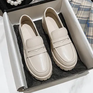 Fashion Female British Style Genuine Leather Platform Spring Shoes