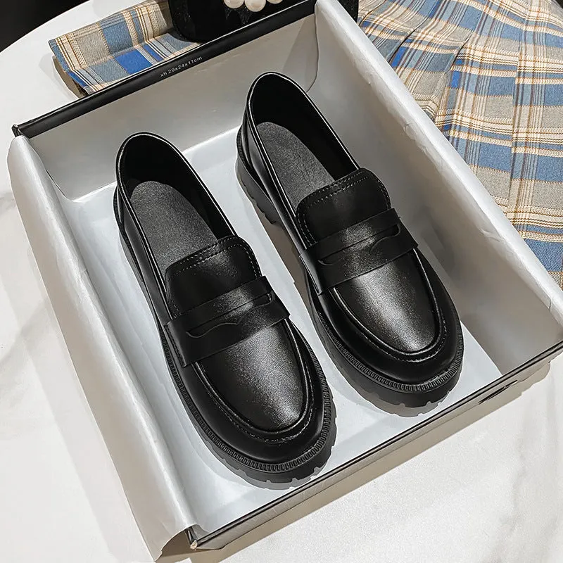 Fashion Female British Style Genuine Leather Platform Spring Shoes