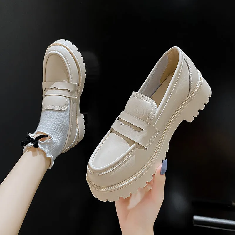 Fashion Female British Style Genuine Leather Platform Spring Shoes
